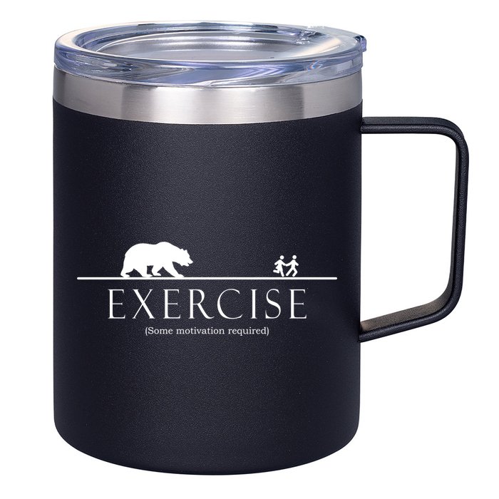 Exercise Some Motivation Required Running from Bear 12oz Stainless Steel Coffee Mug