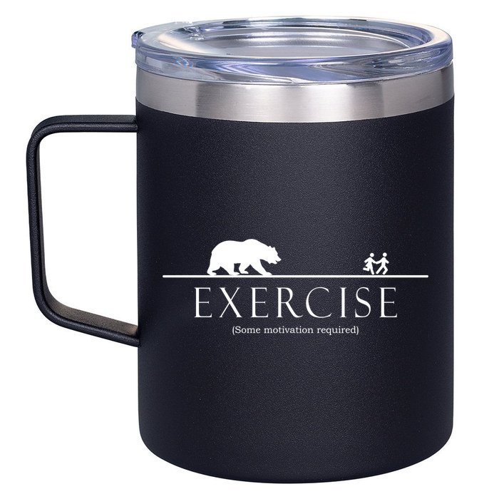 Exercise Some Motivation Required Running from Bear 12oz Stainless Steel Coffee Mug