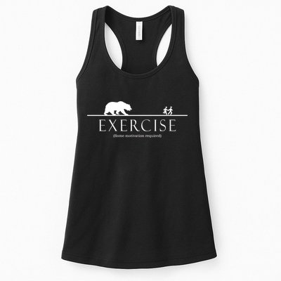 Exercise Some Motivation Required Running from Bear Womens Tank Top