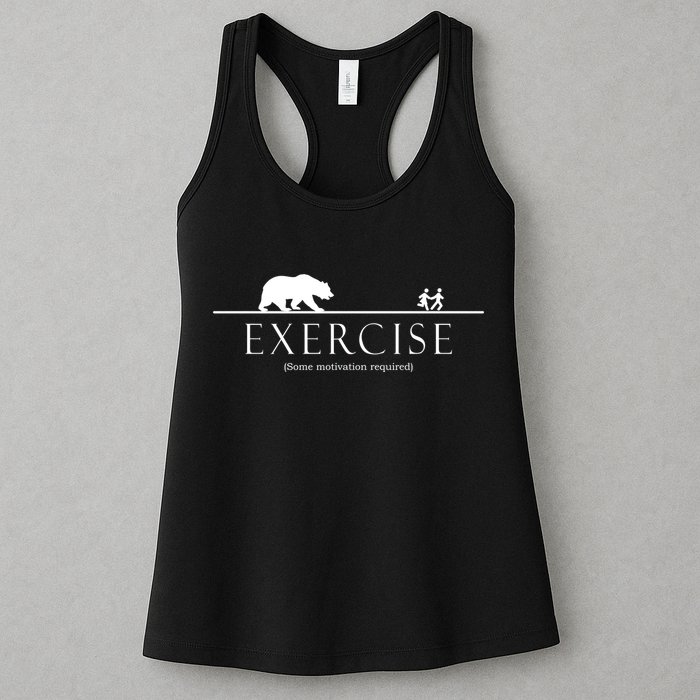 Exercise Some Motivation Required Running from Bear Womens Tank Top