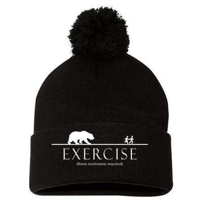 Exercise Some Motivation Required Running from Bear Pom Pom 12in Knit Beanie