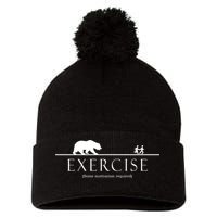 Exercise Some Motivation Required Running from Bear Pom Pom 12in Knit Beanie