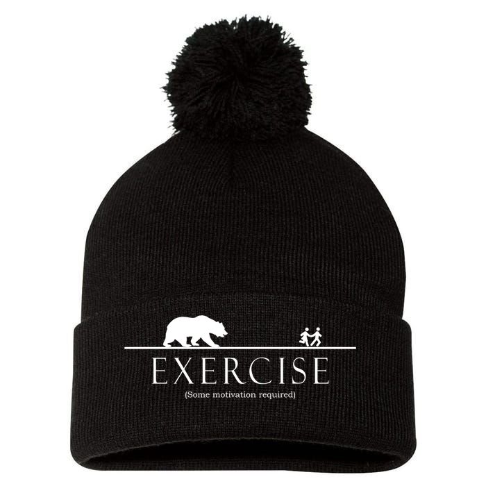 Exercise Some Motivation Required Running from Bear Pom Pom 12in Knit Beanie