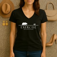 Exercise Some Motivation Required Running from Bear Women's V-Neck T-Shirt