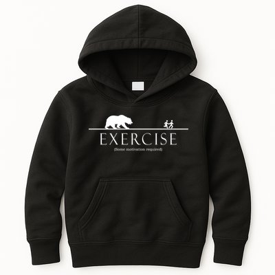Exercise Some Motivation Required Running from Bear Kids Hoodie