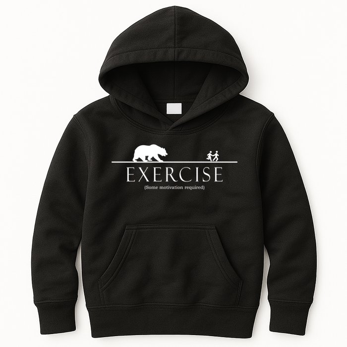 Exercise Some Motivation Required Running from Bear Kids Hoodie