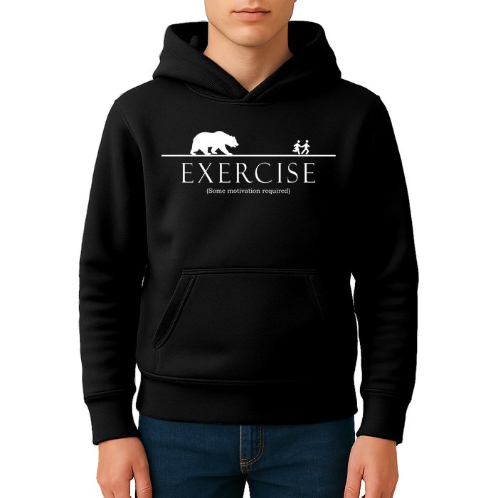 Exercise Some Motivation Required Running from Bear Kids Hoodie