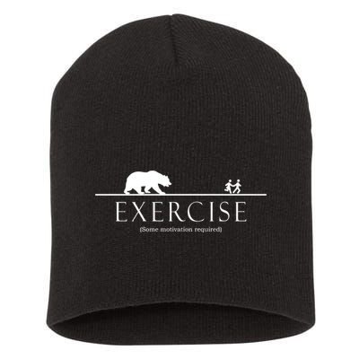 Exercise Some Motivation Required Running from Bear Short Acrylic Beanie