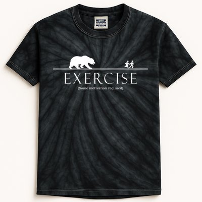 Exercise Some Motivation Required Running from Bear Kids Tie-Dye T-Shirt