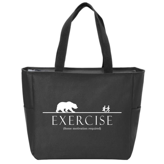 Exercise Some Motivation Required Running from Bear Zip Tote Bag