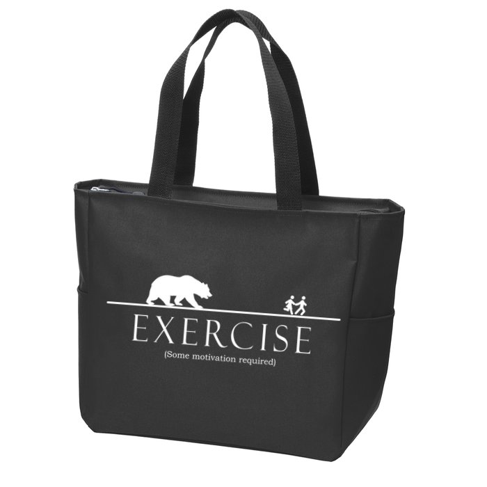 Exercise Some Motivation Required Running from Bear Zip Tote Bag