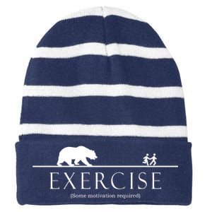 Exercise Some Motivation Required Running from Bear Striped Beanie with Solid Band