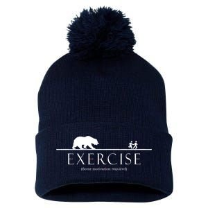 Exercise Some Motivation Required Running from Bear Pom Pom 12in Knit Beanie