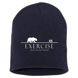 Exercise Some Motivation Required Running from Bear Short Acrylic Beanie