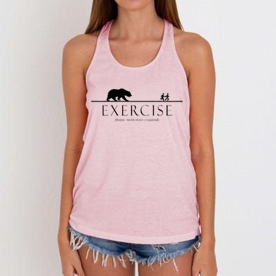 Exercise Some Motivation Required Running from Bear Women's Knotted Racerback Tank