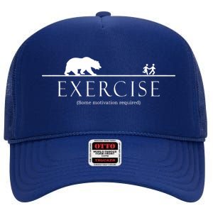 Exercise Some Motivation Required Running from Bear High Crown Mesh Back Trucker Hat