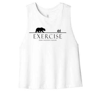 Exercise Some Motivation Required Running from Bear Women's Racerback Cropped Tank