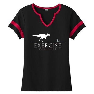 Exercise Some Motivation Required Running from T-Rex Ladies Halftime Notch Neck Tee