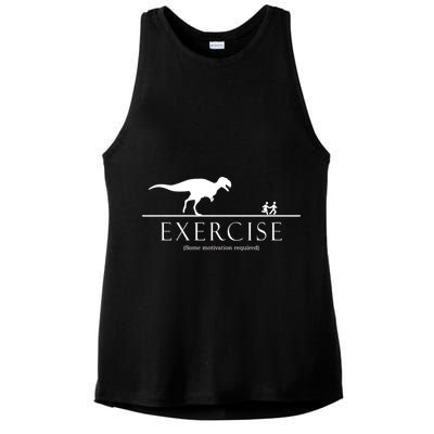 Exercise Some Motivation Required Running from T-Rex Ladies PosiCharge Tri-Blend Wicking Tank