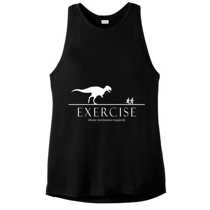 Exercise Some Motivation Required Running from T-Rex Ladies PosiCharge Tri-Blend Wicking Tank