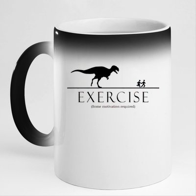 Exercise Some Motivation Required Running from T-Rex 11oz Black Color Changing Mug