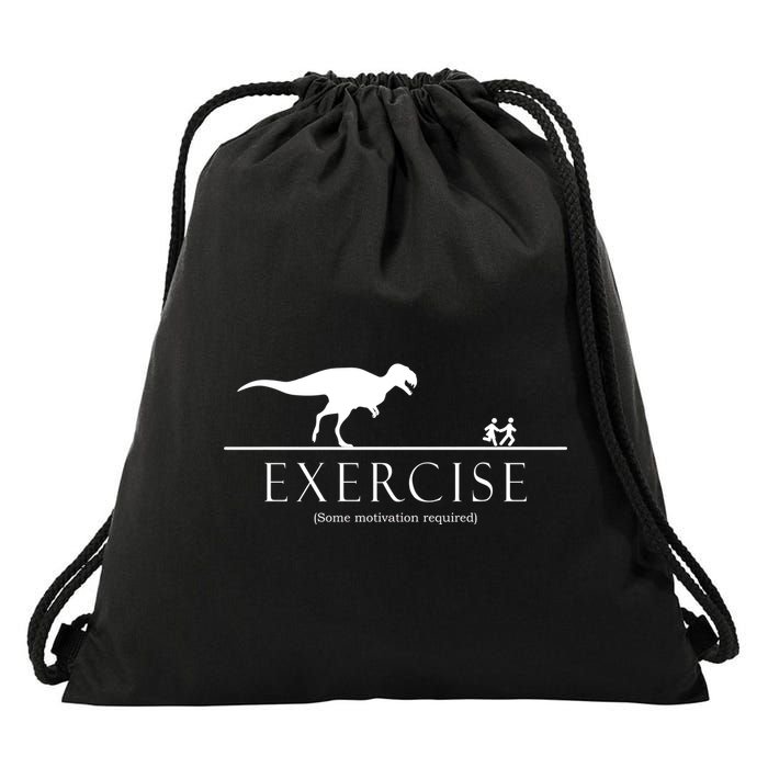 Exercise Some Motivation Required Running from T-Rex Drawstring Bag