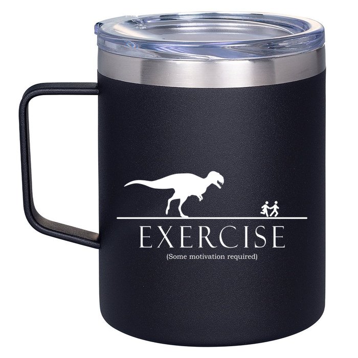 Exercise Some Motivation Required Running from T-Rex 12oz Stainless Steel Coffee Mug
