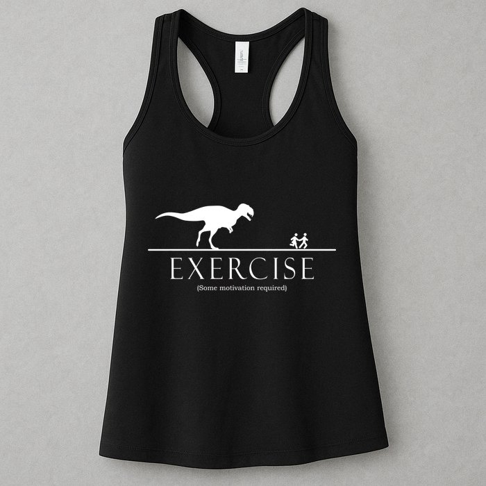 Exercise Some Motivation Required Running from T-Rex Womens Tank Top