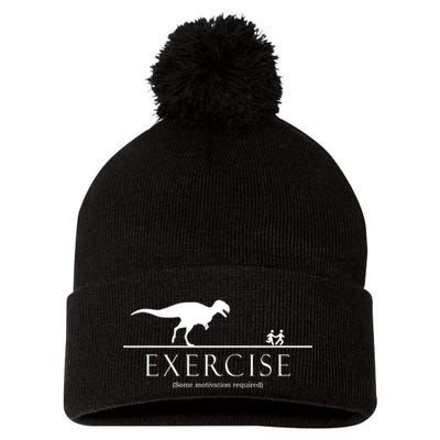 Exercise Some Motivation Required Running from T-Rex Pom Pom 12in Knit Beanie