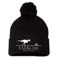 Exercise Some Motivation Required Running from T-Rex Pom Pom 12in Knit Beanie