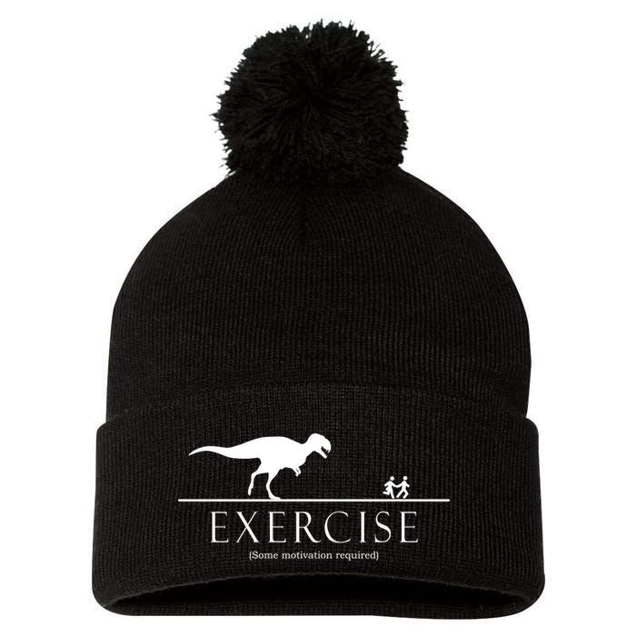 Exercise Some Motivation Required Running from T-Rex Pom Pom 12in Knit Beanie