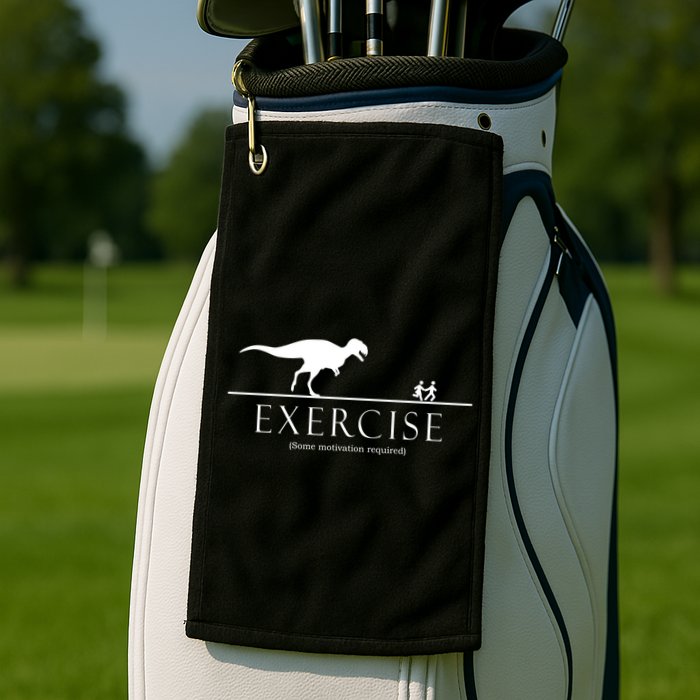 Exercise Some Motivation Required Running from T-Rex Golf Towel