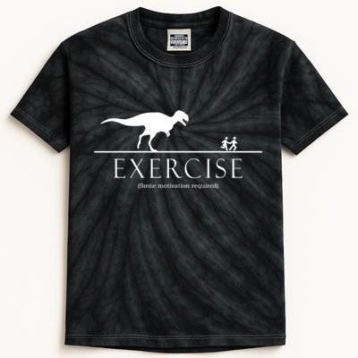 Exercise Some Motivation Required Running from T-Rex Kids Tie-Dye T-Shirt