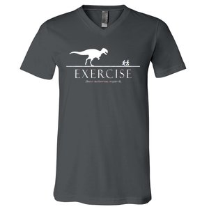 Exercise Some Motivation Required Running from T-Rex V-Neck T-Shirt