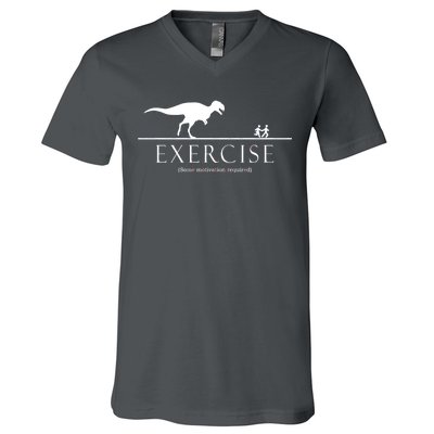 Exercise Some Motivation Required Running from T-Rex V-Neck T-Shirt