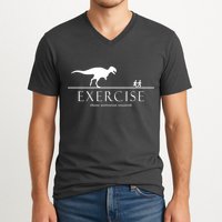 Exercise Some Motivation Required Running from T-Rex V-Neck T-Shirt