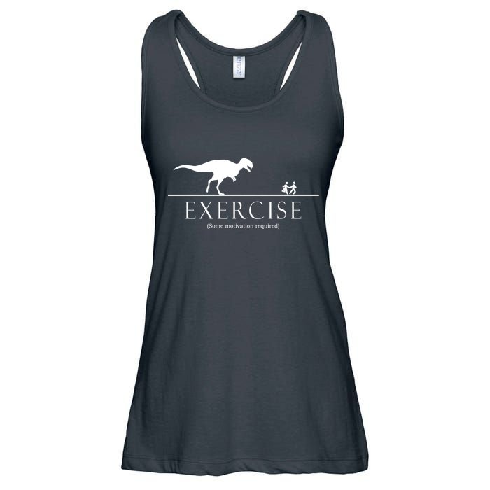 Exercise Some Motivation Required Running from T-Rex Ladies Essential Flowy Tank