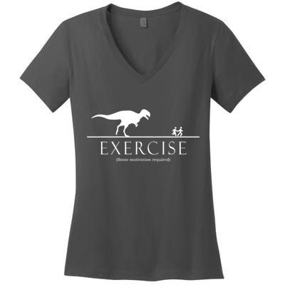 Exercise Some Motivation Required Running from T-Rex Women's V-Neck T-Shirt