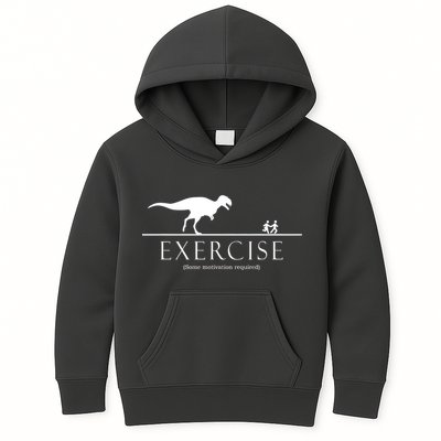 Exercise Some Motivation Required Running from T-Rex Kids Hoodie