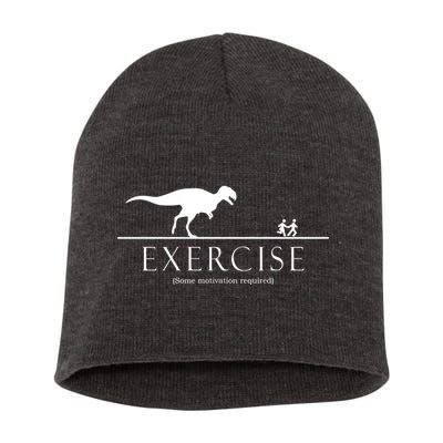 Exercise Some Motivation Required Running from T-Rex Short Acrylic Beanie