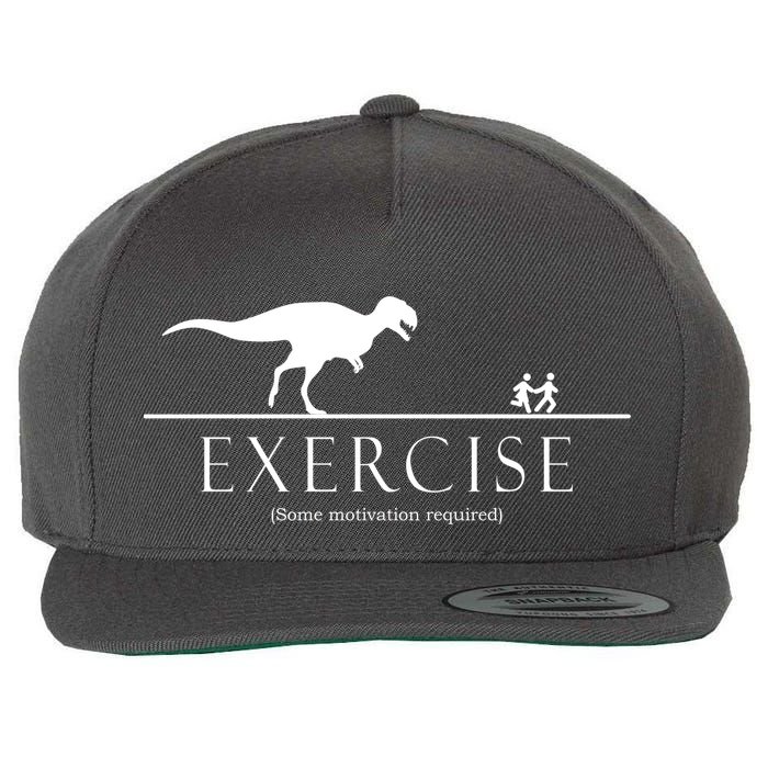 Exercise Some Motivation Required Running from T-Rex Wool Snapback Cap