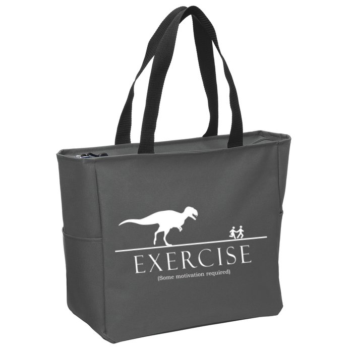 Exercise Some Motivation Required Running from T-Rex Zip Tote Bag
