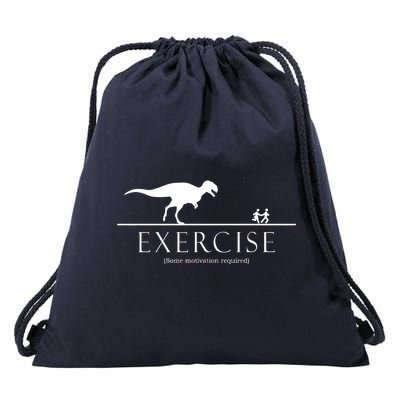 Exercise Some Motivation Required Running from T-Rex Drawstring Bag