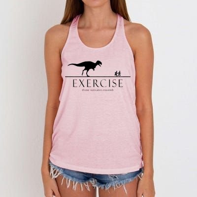 Exercise Some Motivation Required Running from T-Rex Women's Knotted Racerback Tank