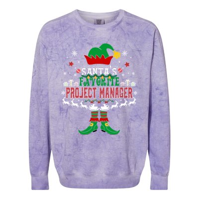 Elf Xmas Gift SantaS Favorite Project Manager Ugly Sweater Colorblast Crewneck Sweatshirt