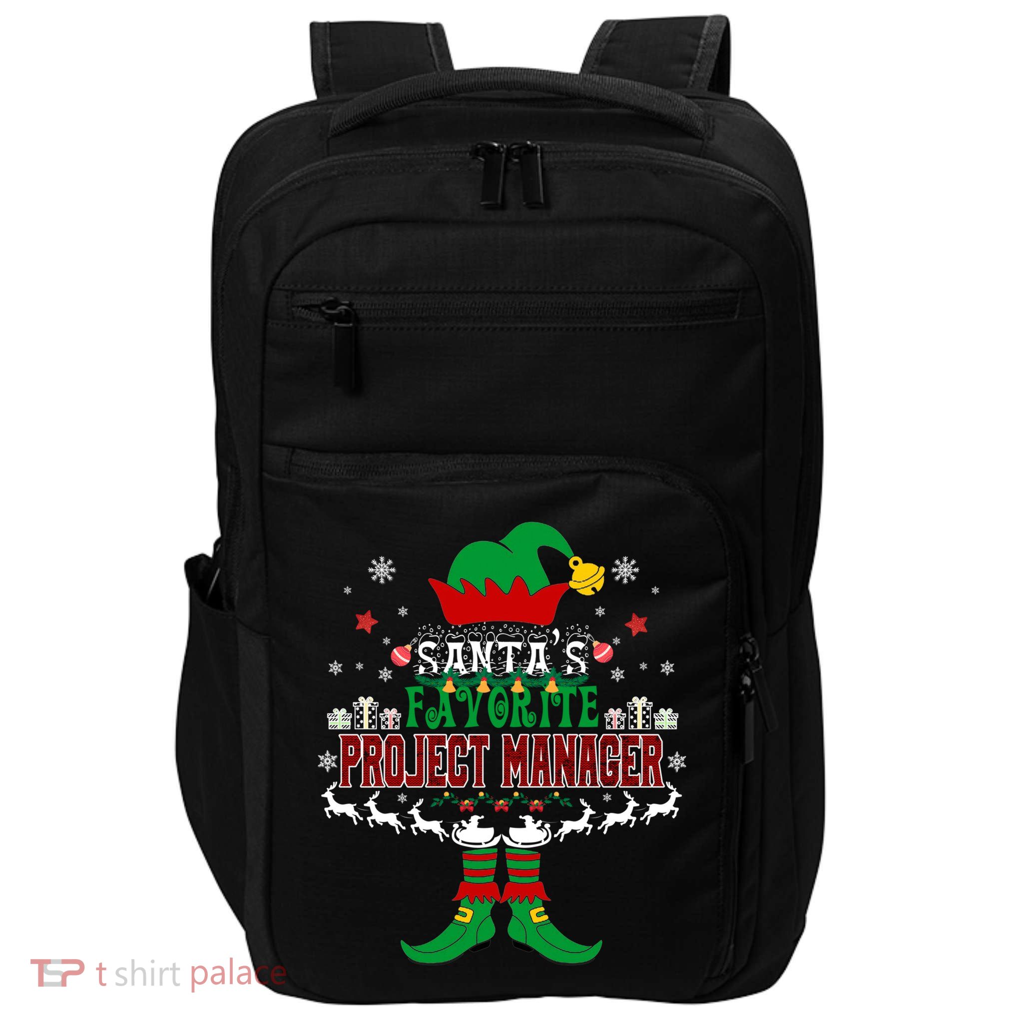 Elf Xmas Gift SantaS Favorite Project Manager Ugly Sweater Impact Tech Backpack