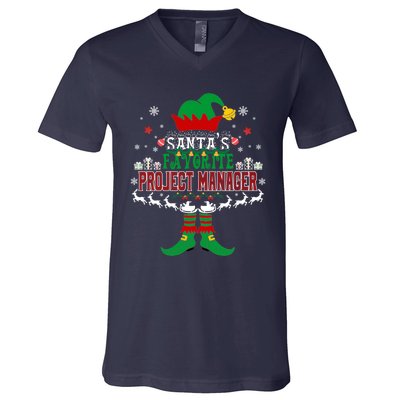 Elf Xmas Gift SantaS Favorite Project Manager Ugly Sweater V-Neck T-Shirt