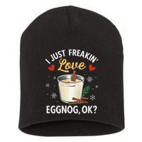 Eggnog Xmas Merry Christmas Short Acrylic Beanie