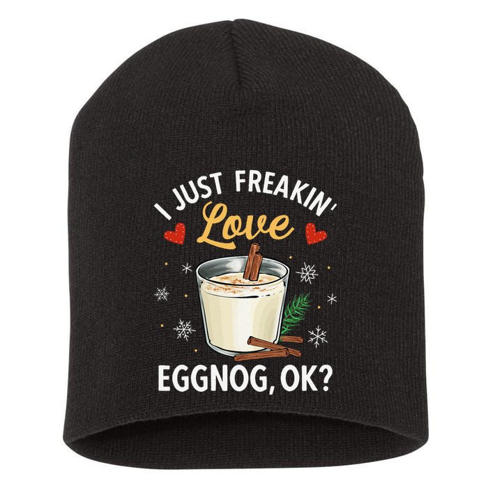 Eggnog Xmas Merry Christmas Short Acrylic Beanie