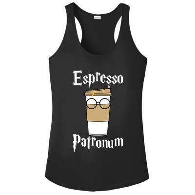Espresso Patronum Funny Coffee Ladies PosiCharge Competitor Racerback Tank